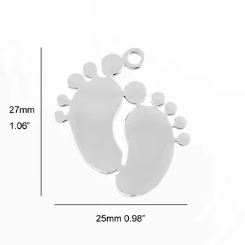 Risul baby foot toe čare obeh straneh ogledalo polirani za osebno tiskanja neaklace čar iz nerjavečega jekla 10pcs