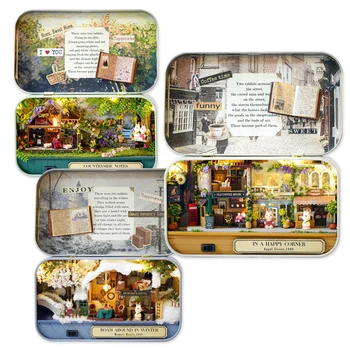 Polje Gledališče Nostalgične Teme Miniaturni Scene Lesene Miniaturni Puzzle Igrača DIY Lutka Hiša Pohištvo Podeželju Igrače Darilo za Otroke