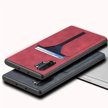 Usnjena torbica Za Samsung Opomba 9 10 Plus Elastična Reža za Kartico Primeru Za Galaxy S10 Plus S10 5g Silikonski Mehko Robu Proti Padec Pokrov