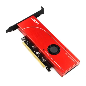 JEYI VITEZ Moč-Ne Varstvu PCIE3.0 za NVME M. 2 Adapter x16 Polno Hitrostjo M. 2 Dodajte Na Kartico hladilnega telesa Rezin Ventilator za Hlajenje SSD
