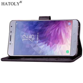 Za Pokrovček Samsung Galaxy J4 2018 Primeru Flip Usnjena torbica za Samsung Galaxy J4 Denarnice Primeru Silikonski Pokrovček Za Samsung J4 2018