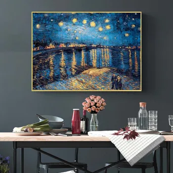 Impresionizem Zvezdnato Noč Znanih Platno, Slike, Reprodukcije Na Steni, Ki Jih Van Gogh Krajine Stenske Plakate Za Dnevno Sobo
