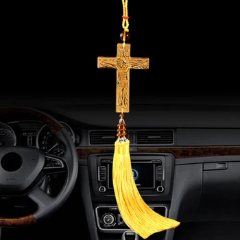 Avto Ornament Obesek Crystal Jezusa Kristusa Križ Krščanstvo Auto Notranje Zadeve Rearview Mirror Dekoracijo Pribor Obešanje Darila