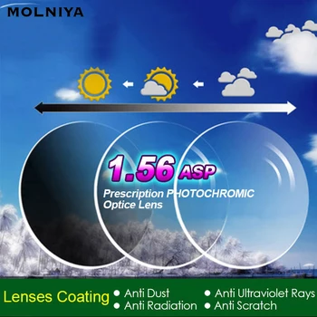 MOLNIYA 1.56 Photochromic Enotno Vizijo Recept Optična Očala Leče s Hitro Spremembo Barve Uspešnosti