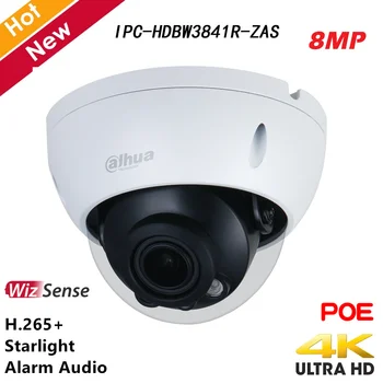 Dahua 8MP IR Kotno-osrednja 2,7 mm–13.5 mm Dome WizSense Omrežna IP Kamera Smart /H. 265+ 12V DC/PoE IP Kamero IPC-HDBW3841R-ZAS