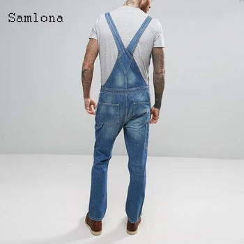 Samlona Moške Jeans Priložnostne Denim Kombinezon Pantalons Moda 2020 Evropski in Ameriški stil Strappy Hlače Moški Garmenting