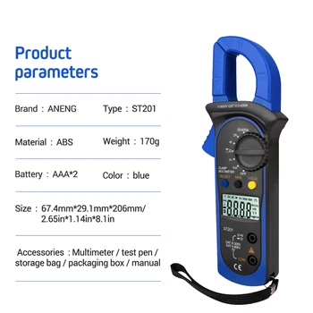 Digitalni Objemka Multimeter Ampermeter Kondenzator Tester testu Moči Avtomobilski Tester Napetosti Kondenzator ANENG ST201 Digitalni Multimeter