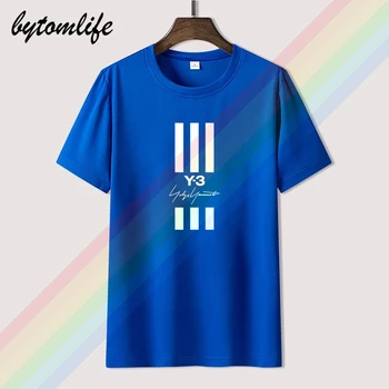 Yohji Yamamoto 3y Tri bar T Shirt Za Moške Limitied Edition Moške Črne blagovno Znamko T-majica Bombaž Tees Neverjetno Kratek Rokav Vrhovi