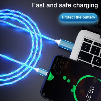 Sijaj Kabel za Polnjenje Mobilnega Telefona Kabli LED luči za Razsvetljavo Micro USB Tip C Polnilnik Žice za Xiaomi Redmi 7 Samsung Galaxy S8 S7