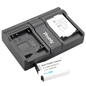 Probty 2Pcs EN-EL12 SL EL12 baterijo Fotoaparata + USB LCD Polnilec za NIKON Coolpix AW100 AW120 S9900 S9500 S9200 S8200 S6300 P330