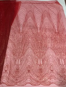 Visoka Kakovost Lepljene bleščice sequins Til Tkanine, Čipke JIANXI.C-101416 Najnovejši Francoski Nigerijski Za Ženske Poroko