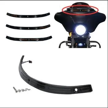 Motorno kolo Črna Vetrobransko steklo Trim W/ Rumena LED Luč Za Harley Street Drsne Electra Glide Ultra Omejeno obdobje-2020