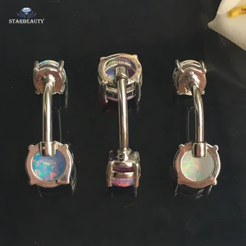 8 mm Velika Dvojno Opal Piercing Popka Piercing Ombligo Ženske Bele Bijoux Trebuh Piercing Nombril Opal Trebuh Gumb Obroči Pircing