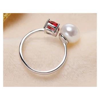 FENASY Nove Pisane Ruby srčkan urad slog pearl obroči za ženske,modni nakit 8-9 mm AAAA geometrijske ,925 sterling srebrni prstan