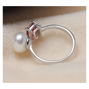 FENASY Nove Pisane Ruby srčkan urad slog pearl obroči za ženske,modni nakit 8-9 mm AAAA geometrijske ,925 sterling srebrni prstan