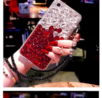 Luksuzni Rdeče Diamant, Rubin Bling Funda Primerih za Samsung Galaxy Note 10 Lite 20 9 S10e S10 S20 Plus S20 Ultra FE Kristalno Capa