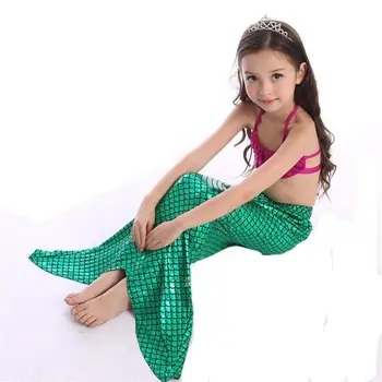 3pcs Otroci Dekliška Oblačila Swimmable morska deklica Rep Morje-devica Bikini Kopalke, Kopalke Določa