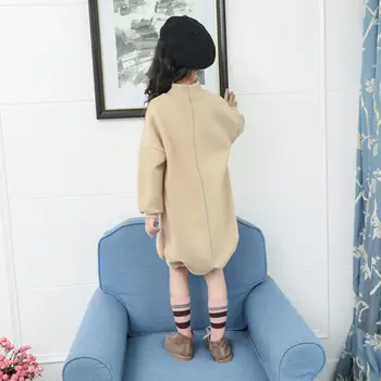 Elegantno Otroci Dolge Zimske Obleko Za Deklice, Vzročno Svoboden Kaki Maxi Majica Obleko Najstniških Toplo korejski Dekliška Oblačila 13 do 4 Leta
