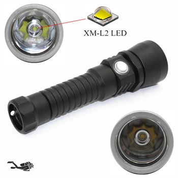 Vodoodporna LED Potapljaška Svetilka 1000LM XM-L2 Potapljanje Baklo Bela/Rumena Svetlo Luč Podvodno Svetilko 18650 Lučka