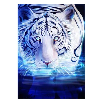 Celoten Kvadratni/Krog 5D Diy Diamond Slikarstvo White Tiger Navzkrižno Šiv Živali Diamond Vezenje Nosorogovo Mozaik Doma Dekoracijo