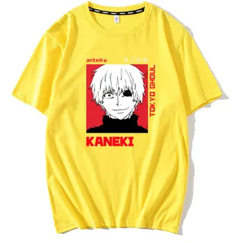 Kul Kaneki Ken T Shirt za Moške Kratke Rokav Tokyo Ghoul Tshirt Japonski Anime Manga T-shirt Čistega Bombaža Poletje Tee Vrhovi Darilo