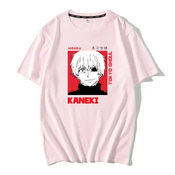 Kul Kaneki Ken T Shirt za Moške Kratke Rokav Tokyo Ghoul Tshirt Japonski Anime Manga T-shirt Čistega Bombaža Poletje Tee Vrhovi Darilo