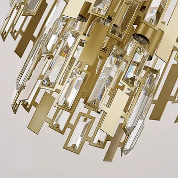 Krog načrt šampanjec lestenec, ki živijo kristalno lučka AC110V 220v kovinski hanglamp jedilnico svetlobe napeljave