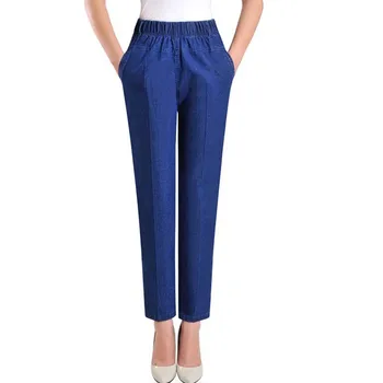 Elastični vitka mama ženske jeans jean mujer stretch plus velikost 5xl modro žensko traper hlače ženske pantalon jean femme oblačila