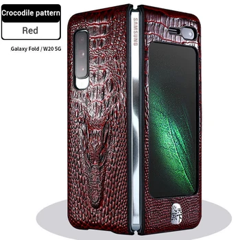 Krokodil vzorec usnjeno Zaščitno Ohišje Za Samsung Galaxy Krat W20 Telefon Dodatki za Zaščito Lupine Zložljiv Zaslon Pokrov