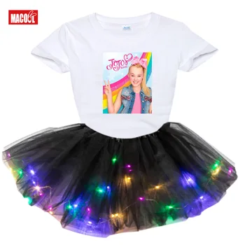 Jojosiwa oblačila za otroke, dekleta kompleti oblačil modnih Svetlobe LED Tutu Obleko+t Shirt 2 kos Set Otrok Dekle Oblačila Obleko Set