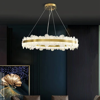 LED Postmoderni Krog iz Nerjavečega Jekla Zlati Oblikovalec Lestenec Razsvetljavo Lustre Vzmetenje Svetilka Lampen Za jedilnico