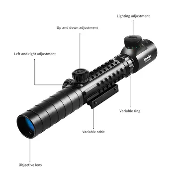 3-9x32EG Tactical Puška področje uporabe Rdeče in Zeleno Piko Osvetljeni Reticle Optične Pogled Airsoft, Lov Obsegov z Brezplačno Pokrovček Objektiva