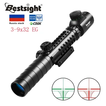 3-9x32EG Tactical Puška področje uporabe Rdeče in Zeleno Piko Osvetljeni Reticle Optične Pogled Airsoft, Lov Obsegov z Brezplačno Pokrovček Objektiva