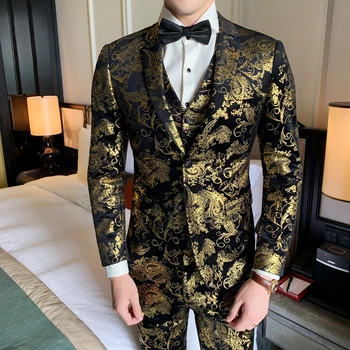 Zlato Obleke Mens 2021 Luksuzni Mens Obleke Žamet Baročno Royal Mens Fazi Kostume za Pevce Stranka Obleko Porjavelost Obleke Bleščica
