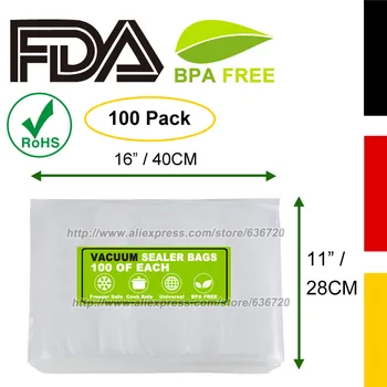 100 Paket Vakuum Fotke Torbe za Hrano zaslona in Drugi Varčevalci, 33% Debelejše od Drugih, BPA Free, Super za Sous Vide