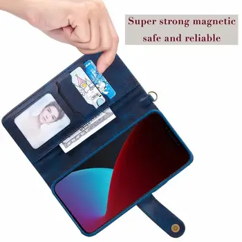 Za iPhone Mini 12 12 Pro Max SE 2020 Moda Večfunkcijsko Usnjena torbica Magnetni Snemljiv Kartice Slotov Vrečko Denarnico, Telefon Kritje