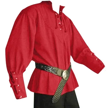Moški Srednjeveški Kostum Majica Ženina Pirat Reenactment Larp Vitezi Renaissance Povoj Vrhovi Dolgimi Rokavi Za Odrasle Moške Plus Velikost