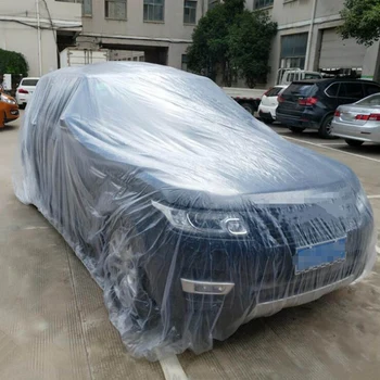 Za enkratno uporabo plastičnih avto nepremočljiv pokrov prozoren plastični prah pokrov avtomobila dež kritje za avto dež in prah