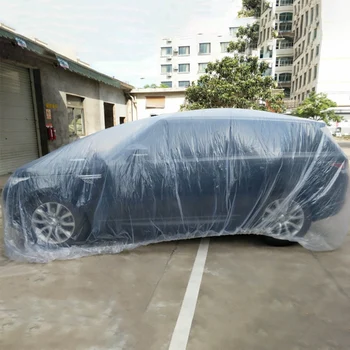 Za enkratno uporabo plastičnih avto nepremočljiv pokrov prozoren plastični prah pokrov avtomobila dež kritje za avto dež in prah