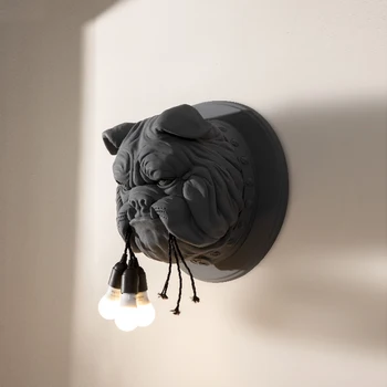 Nordijska živali glavo stenske svetilke dnevna soba jedilnica študija spalnica ustvarjalne oblikovalec KTV Buldog stenska svetilka luč svetilke LED