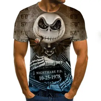 Moške obleke 2020 Novo Mens Poletje Lobanja, Tiskanje Moški T-shirt Kratek Rokav 3D print Majica s kratkimi rokavi Priložnostne Dihanje zabavne majice