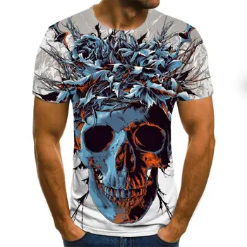 Moške obleke 2020 Novo Mens Poletje Lobanja, Tiskanje Moški T-shirt Kratek Rokav 3D print Majica s kratkimi rokavi Priložnostne Dihanje zabavne majice