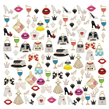 25pcs/paket Mix, Ogrlico, Obesek, Klobuk Krpo Lok Čevlji, Nakit Ugotovitve Moda za ženske obleke ustnice rdečilo make up čare DIY
