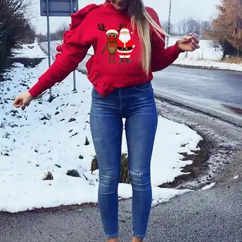 Moda Božič ženska Majica 2020 Nove Jesensko/Zimskih Turistov Skakalec Hoodie Puloverju Vrhovi Srečno Novo Leto
