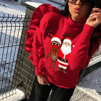 Moda Božič ženska Majica 2020 Nove Jesensko/Zimskih Turistov Skakalec Hoodie Puloverju Vrhovi Srečno Novo Leto