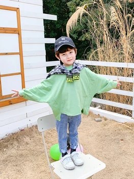 Fantje Dolgo Majico Tide korejska Različica Otrok Barva Osnove Majica Zahodni Slog Spomladi in Jeseni Baby Boy Plašč