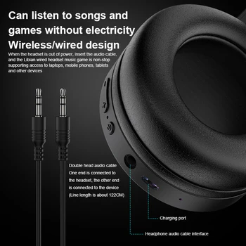 Brezžično/Žično RGB izhod za Slušalke Stereo Bas Gaming Slušalke Dual-Mode Bluetooth Zložljive Slušalke Stereo Hrupa Preklic Slušalke