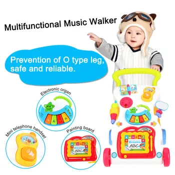 Visoka Kakovost Baby Walker Igrače Multifuctional Malčka Voziček Sit-za-Stand ABS Glasbeni Walker z Nastavljivim Vijakom za Malčka