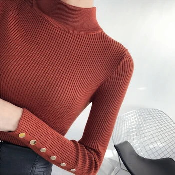 OHCLOTHING 2019 žensko Polovico downneck ženski zadebelitev nove zimske puloverje slim vse-tekmo, pletene elastične Moda slim Puloverji