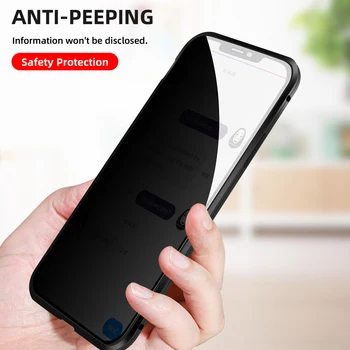 Magnetni Zasebnosti vitrina za IPhone11 12 Pro 6S 6 7 8 Primeru Anti-Spy 360 Zaščitna Magnet Primeru za IPhone 11 XR XS Max Pokrov